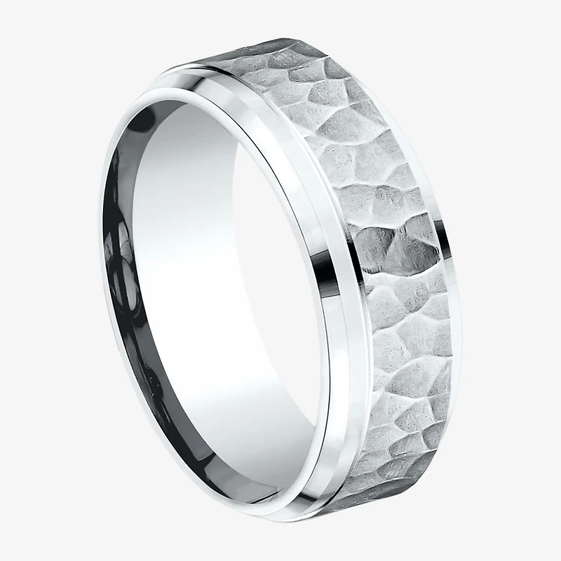Mens 10K White Gold 8mm Band