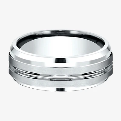 Mens 10K White Gold 8mm Band