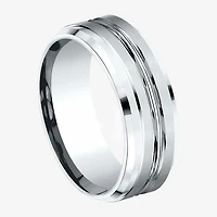 Mens 10K White Gold 8mm Band