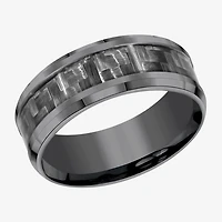 Mens 8mm Tantalum Carbon Fiber Inlay Wedding Band