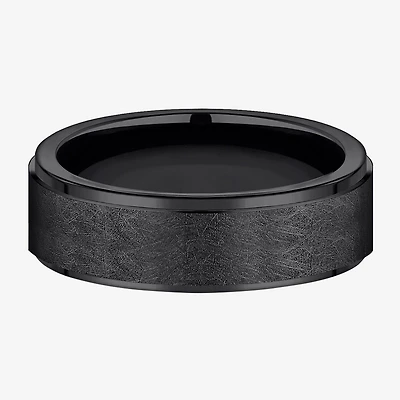 Mens Comfort Fit 7mm Black Titanium Satin Wedding Band