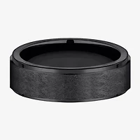 Mens Comfort Fit 7mm Black Titanium Satin Wedding Band