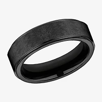 Mens Comfort Fit 7mm Black Titanium Satin Wedding Band