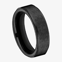 Mens Comfort Fit 7mm Black Titanium Satin Wedding Band