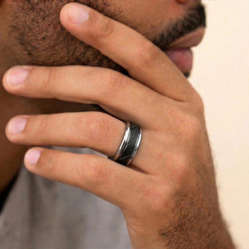 Mens 8MM Cobalt Wedding Band