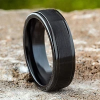 Mens Comfort Fit 7mm Black Cobalt Wedding Band