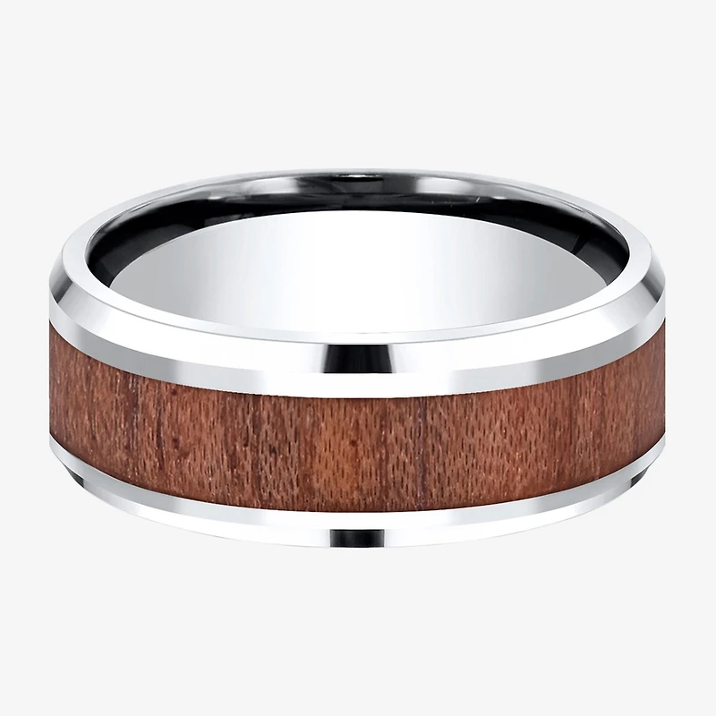 Mens Comfort Fit 8mm Cobalt with Rosewood Inlay Wedding Band