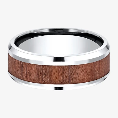 Mens Comfort Fit 8mm Cobalt with Rosewood Inlay Wedding Band