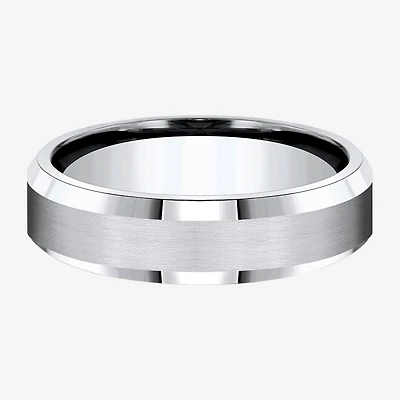 Mens Cobalt Satin Center Beveled Edge 6mm Wedding Band