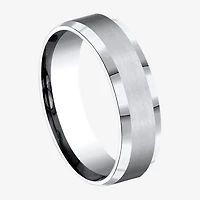 Mens Cobalt Satin Center Beveled Edge 6mm Wedding Band
