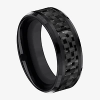 Mens Black Titanium Carbon Fiber Inlay 8mm Wedding Band