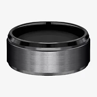 Mens Black Titanium Satin Center 9mm Wedding Band
