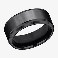 Mens Black Titanium Satin Center 9mm Wedding Band