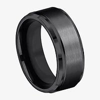 Mens Black Titanium Satin Center 9mm Wedding Band