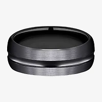 Mens Black Titanium Satin Center 7.5mm Wedding Band