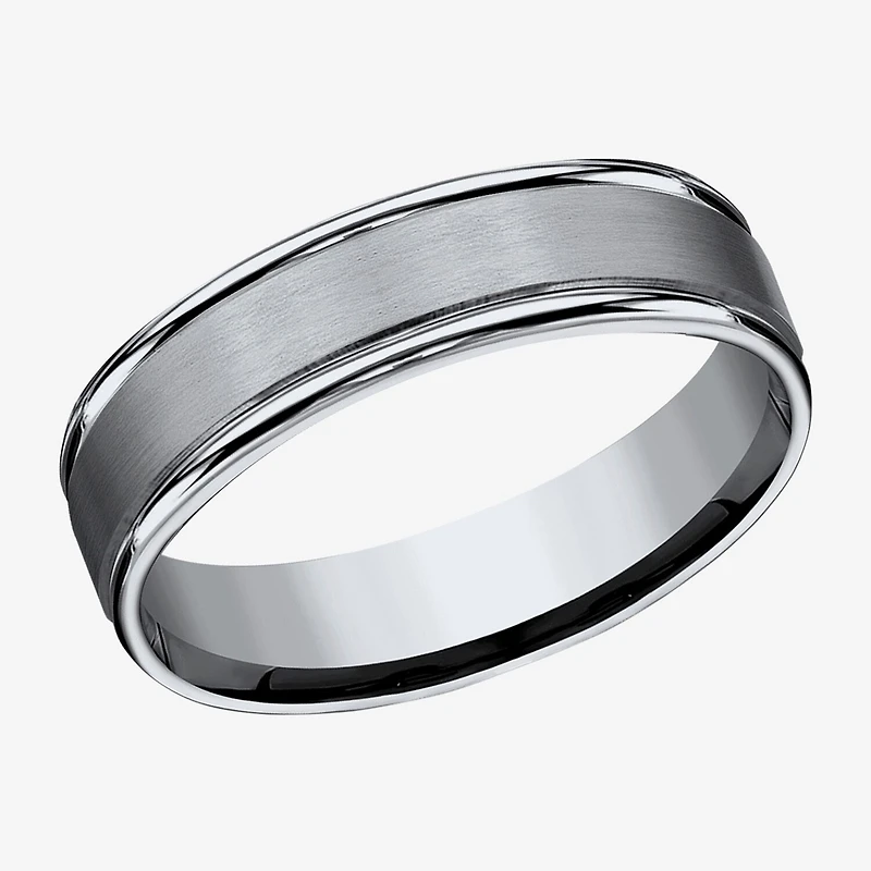 Mens Titanium Satin Center 6mm Wedding Band