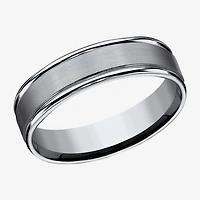 Mens Titanium Satin Center 6mm Wedding Band