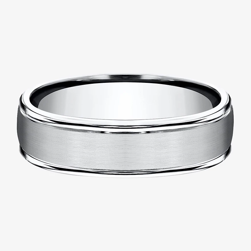 Mens Cobalt Satin Center Rounded Edge 6mm Wedding Band