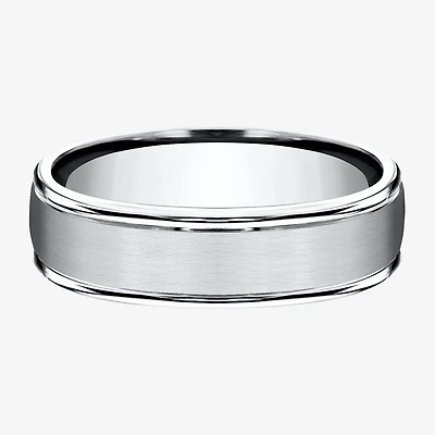 Mens Cobalt Satin Center Rounded Edge 6mm Wedding Band