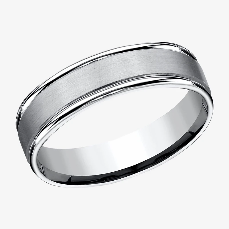 Mens Cobalt Satin Center Rounded Edge 6mm Wedding Band