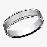 Mens Cobalt Satin Center Rounded Edge 6mm Wedding Band