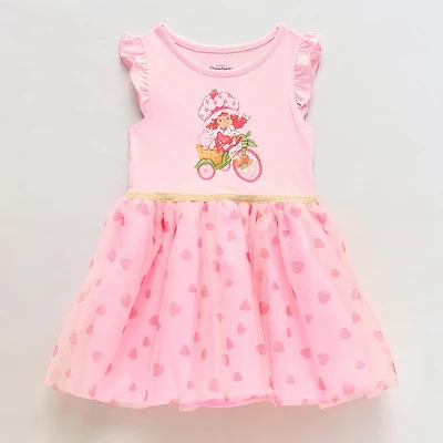 Toddler Girls Sleeveless Flutter Strawberry Shortcake A-Line Dress