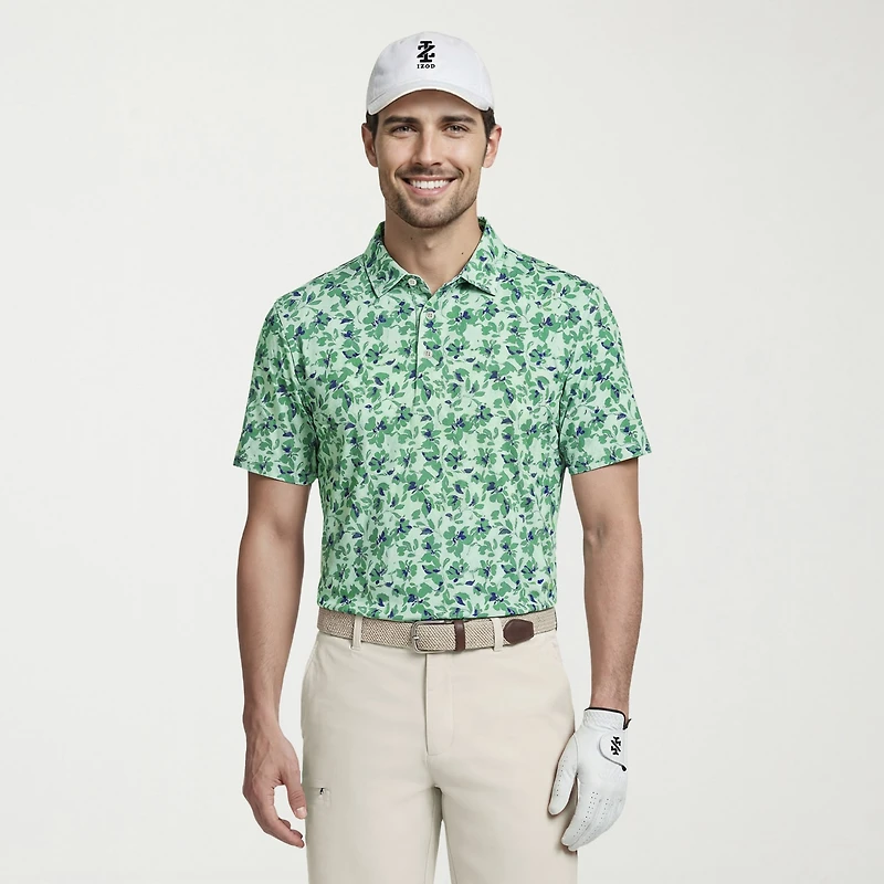 IZOD Swingflex Elite Fashion Print Mens Classic Fit Short Sleeve Polo Shirt
