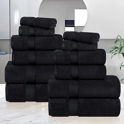 SUPERIOR® Zero Twist Cotton Chevron 12-pc. Quick Dry Bath Towel Set