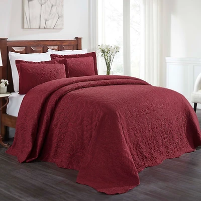 SUPERIOR® Aspen Scalloped Jacquard Floral Botanical Bedspread with Sham