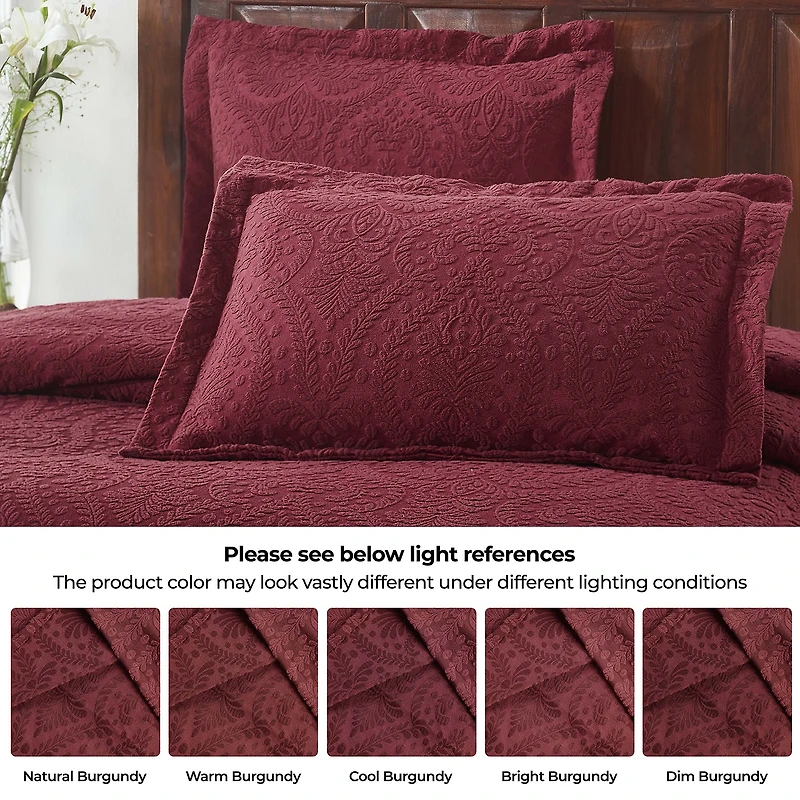 SUPERIOR® Aspen Scalloped Jacquard Floral Botanical Bedspread with Sham