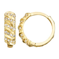 Croissant Womens 1/4 CT. T.W. Natural White Diamond 10K Gold 14.5mm Hoop Earrings