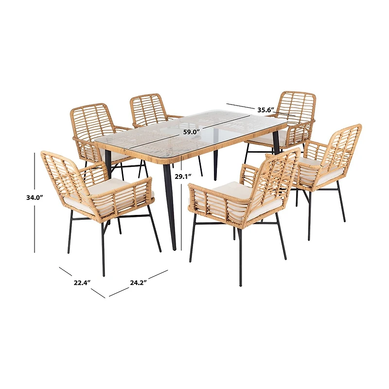 Safavieh Beson 7-pc. Cushioned Rectangular Dining Set