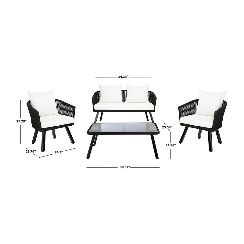 Safavieh Belmi 4-pc. Conversation Set Cushioned