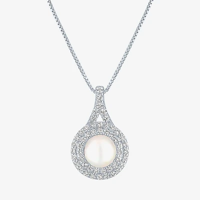 Gemstone & Lab-Created White Sapphire Sterling Silver Halo Pendant Necklace