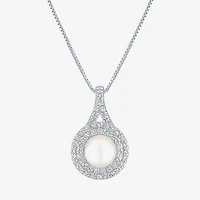 Gemstone & Lab-Created White Sapphire Sterling Silver Halo Pendant Necklace