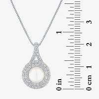 Gemstone & Lab-Created White Sapphire Sterling Silver Halo Pendant Necklace