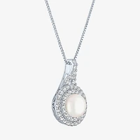 Gemstone & Lab-Created White Sapphire Sterling Silver Halo Pendant Necklace