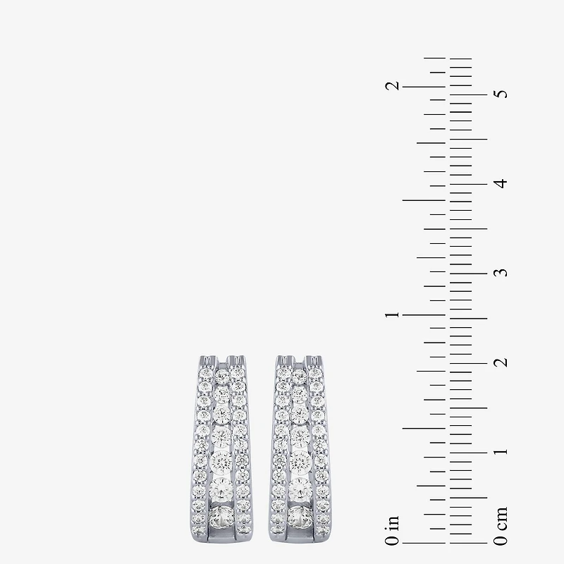 (G / Si2) Womens 1 1/2 CT. T.W. Lab Grown White Diamond 14K Gold 20.9mm Hoop Earrings
