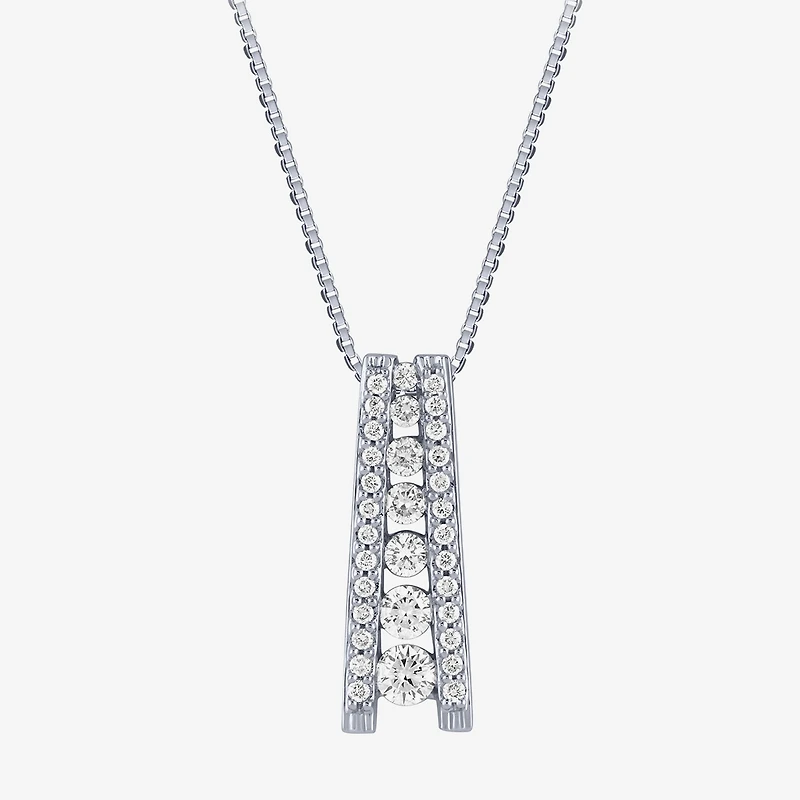 (G / Si2) Womens 1/2 CT. T.W. Lab Grown White Diamond 14K Gold 18 Inch Pendant Necklace