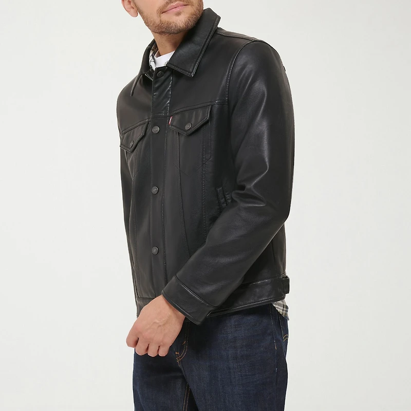 Levi's® Mens Midweight Faux Leather Trucker Jacket