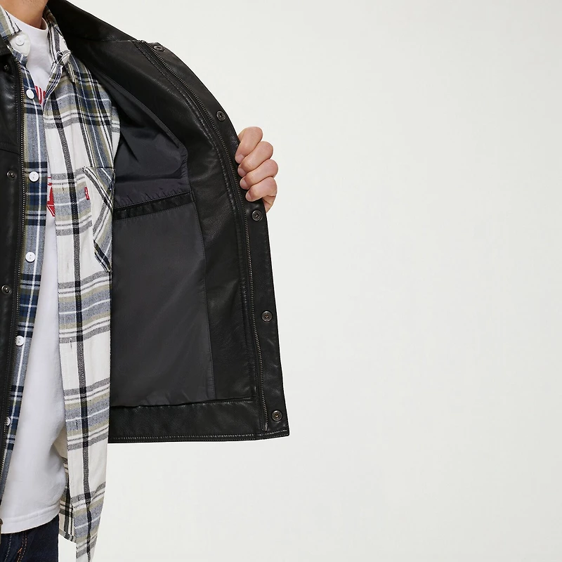 Levi's® Mens Midweight Faux Leather Trucker Jacket