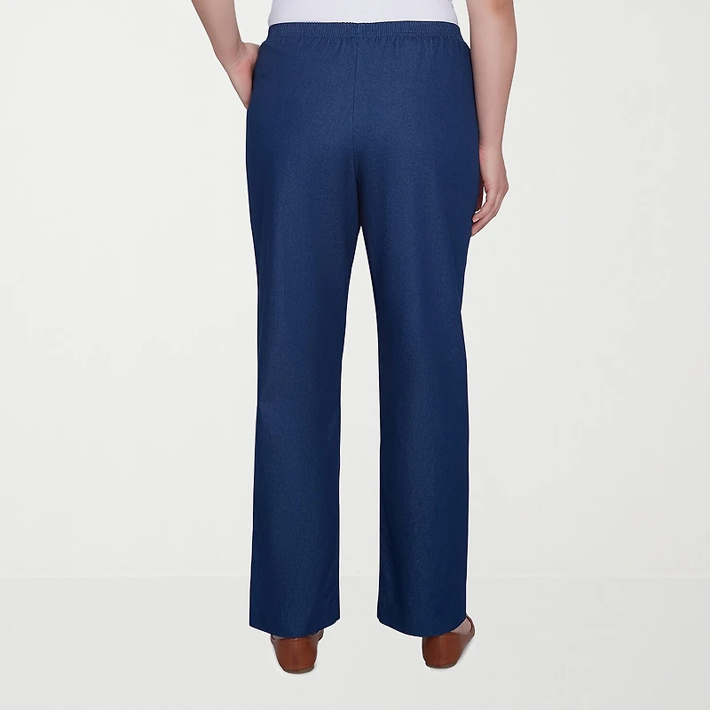 Alfred Dunner Classics Womens Straight Mid Rise Pull-On Pant