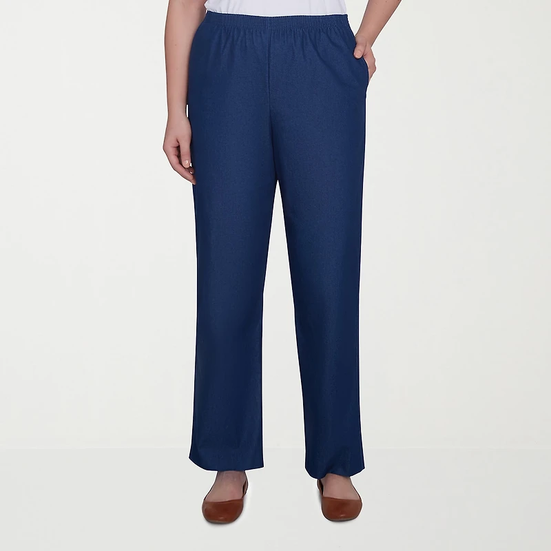 Alfred Dunner Classics Womens Straight Mid Rise Pull-On Pant