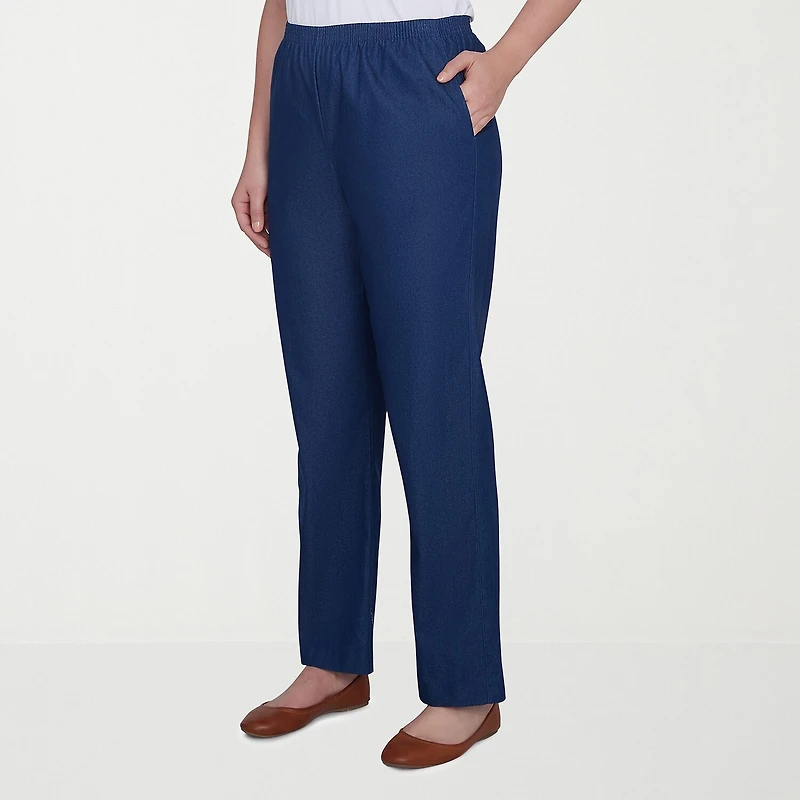 Alfred Dunner Classics Womens Straight Mid Rise Pull-On Pant