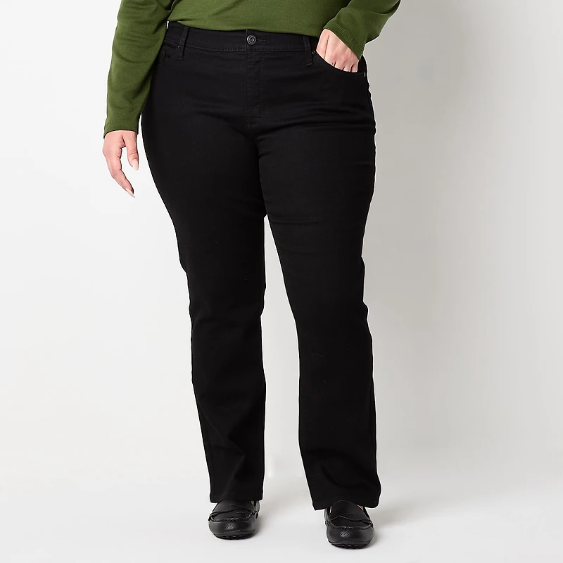 St. John's Bay Womens Mid Rise Secretly Slender Stretch Fabric Straight Leg Jean