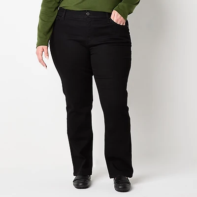 St. John's Bay Womens Mid Rise Secretly Slender Stretch Fabric Straight Leg Jean