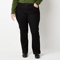 St. John's Bay Womens Mid Rise Secretly Slender Stretch Fabric Straight Leg Jean