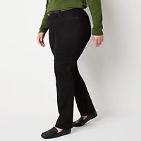 St. John's Bay Womens Mid Rise Secretly Slender Stretch Fabric Straight Leg Jean
