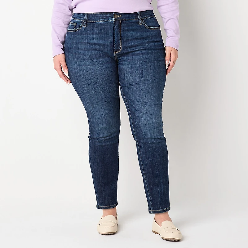St. John's Bay Womens Mid Rise Secretly Slender Skinny Fit Jean
