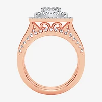 Limited Edition! Womens 1 CT.T.W. Natural Diamond 10K or 14K Gold Cushion Halo Bridal Set